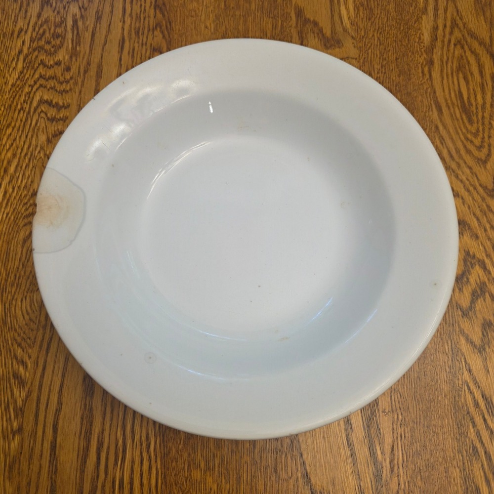 Alfred Meakin Royal Ironstone China Soup Bowl White Antique England 9" Damage